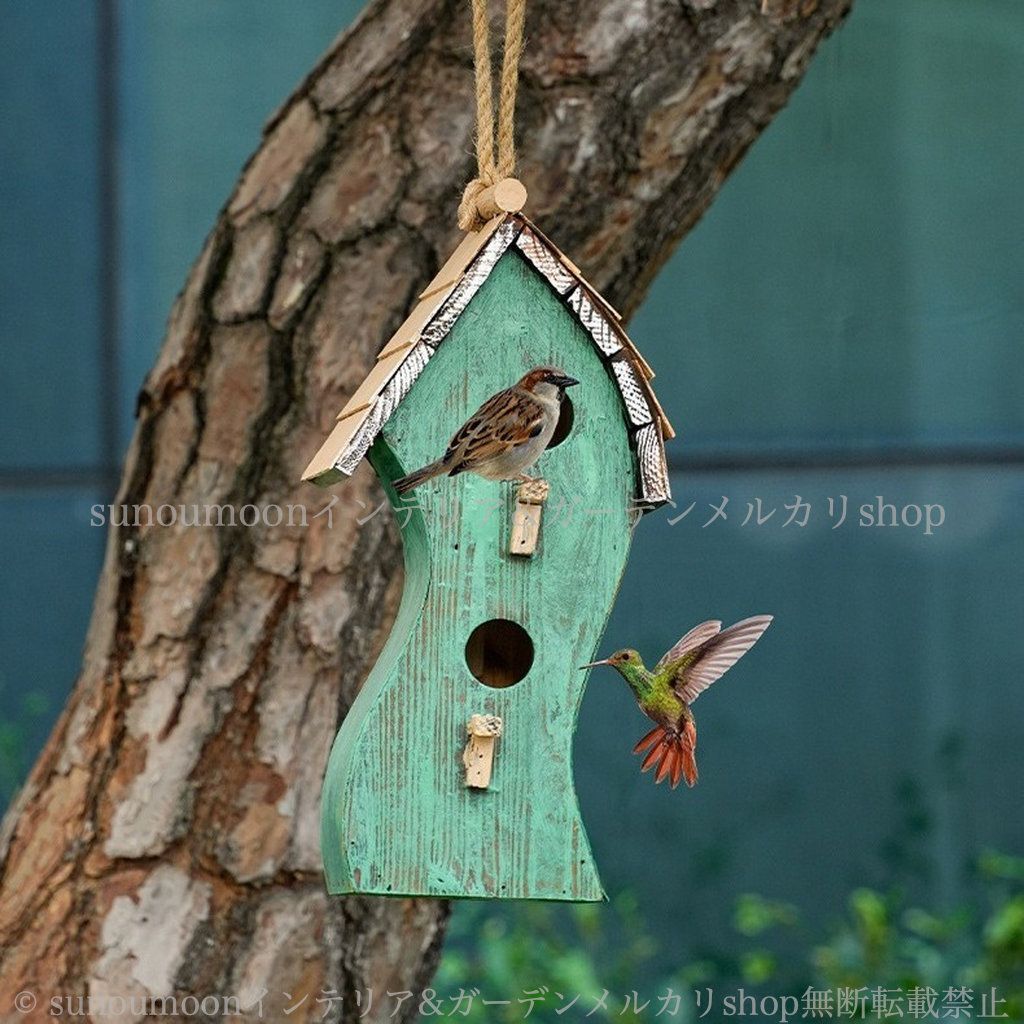 バードウォッチング ガーデン 木 ガーデニング インテリア ガーデンオブジェ 雑貨 バードハウス 木製 庭 庭の装飾 お洒落 おしゃれ グリーン 8-14 ガーデン雑貨 野鳥 ガーデンインテリア ガーデンオーナメント