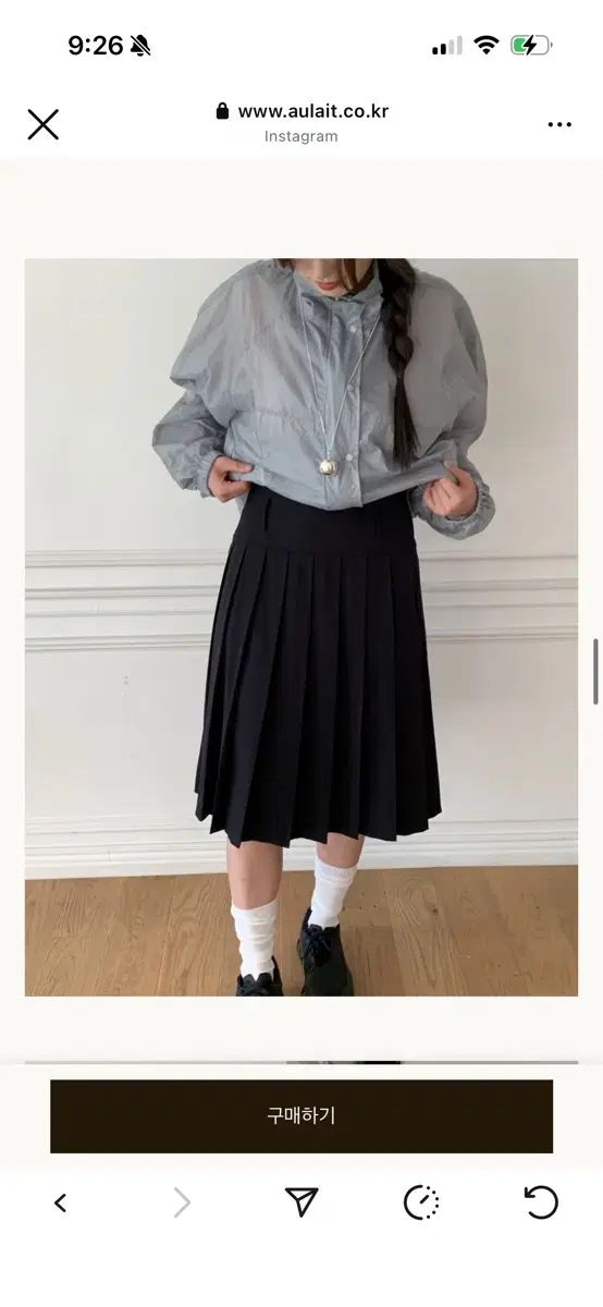 AU LAIT オレ プリーツスカート ネイビー