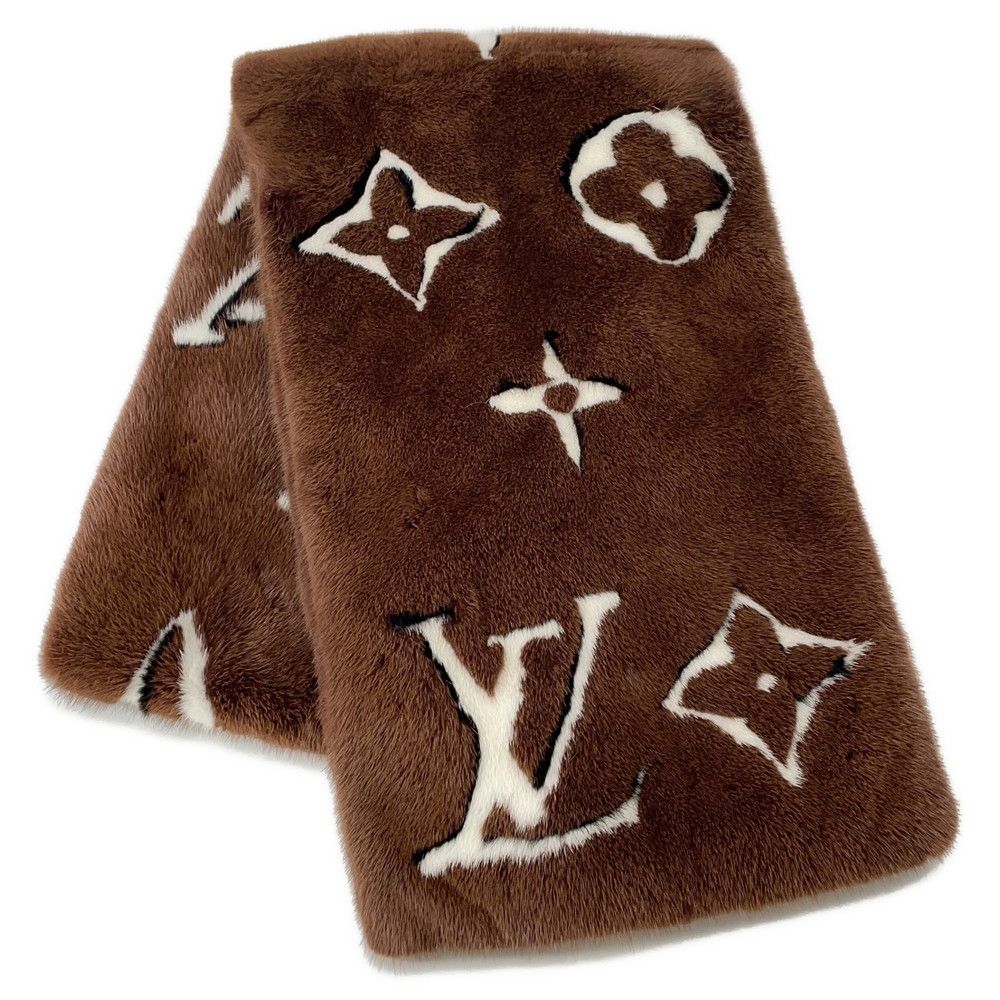 ルイヴィトン マフラー モノグラム エシャルプ ミンクグラム M76455 LOUIS VUITTON ファー