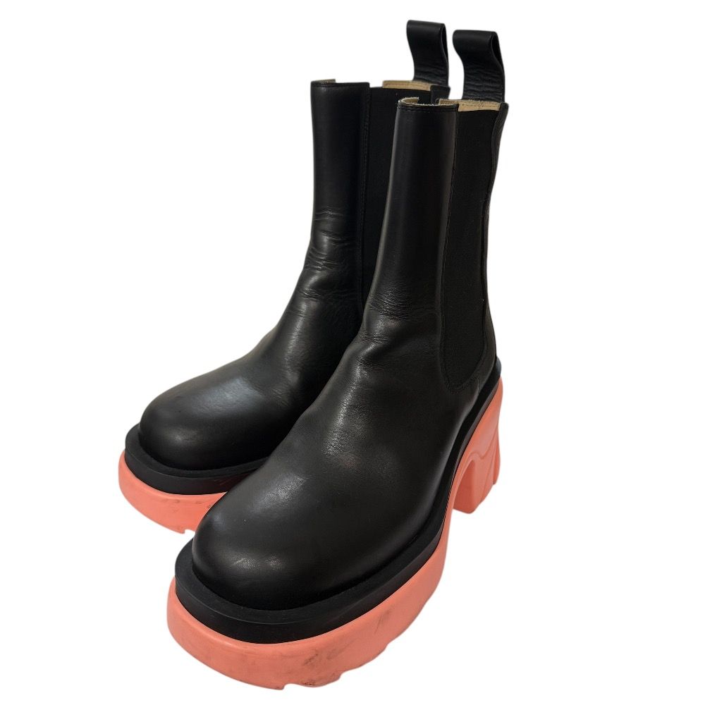BOTTEGA VENETA ボッテガヴェネタ レザー ラグブーツ サイドゴア チェルシーブーツ 37 24cm相当 ブラック レディース 古着