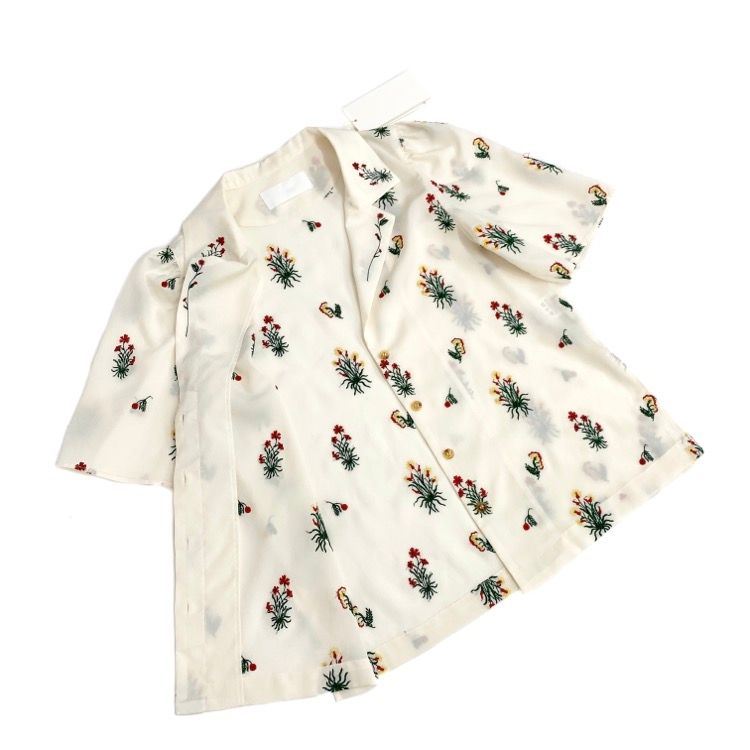 Mame Kurogouchi マメクロゴウチ Pedicel Embroidery Open‐Necked 