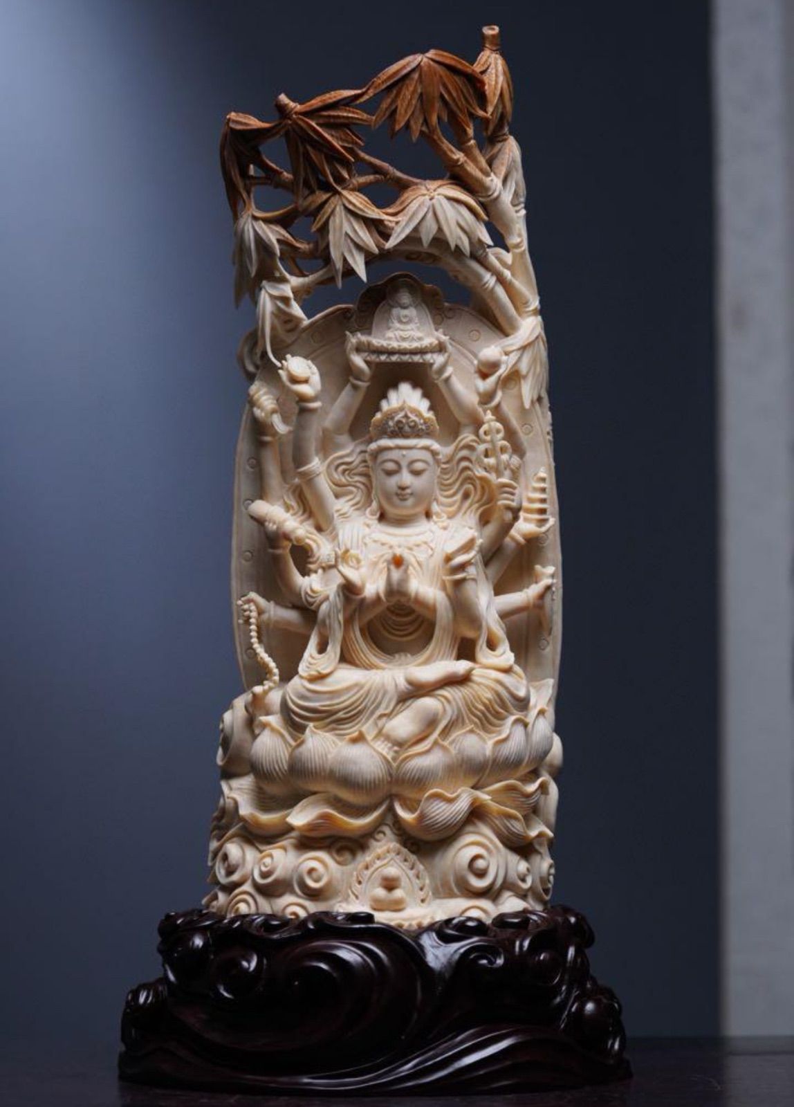 天然マンモス牙美しい手作り彫刻千手観音 置物 - メルカリ