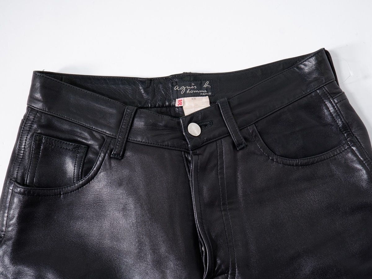 美品!希少 agnes b. 羊革 フランス製 ストレート パンツ アニエスベー agnes b hommeアニエスベー オム フランス製 羊革ラムレザー