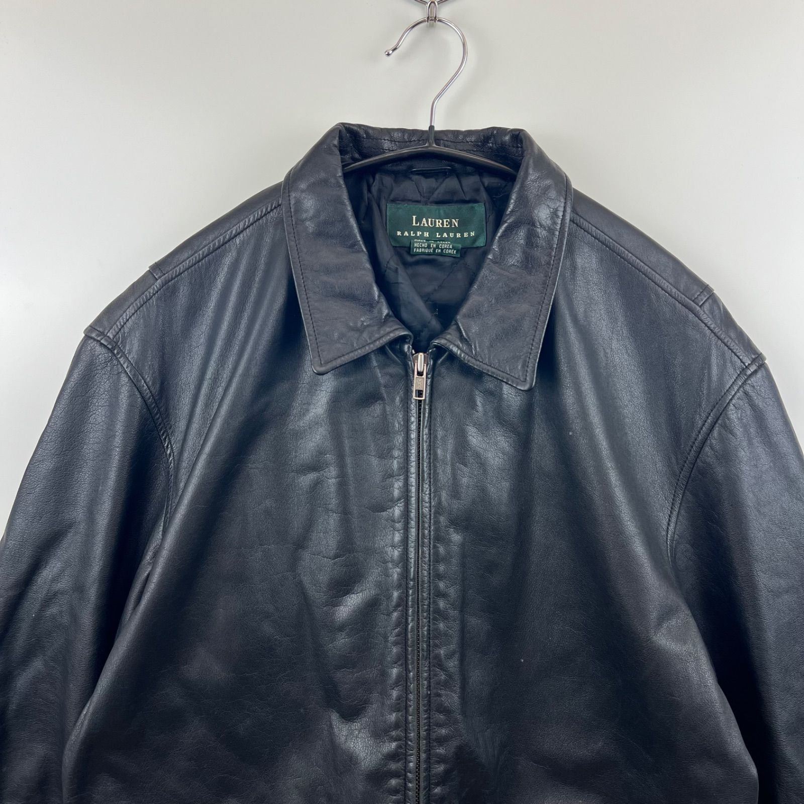LAUREN RALPH LAUREN 80s VTG Leather coat L black ラルフ