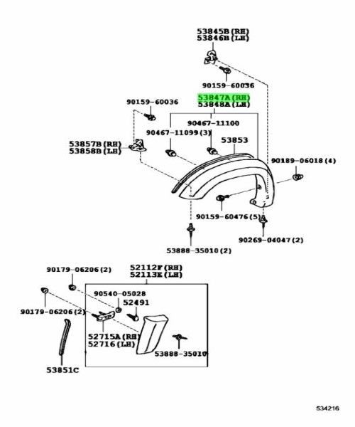 トヨタ 純正 ハイラックスサーフ フロントオーバーフェンダー 右 53087-35900 TOYOTA LEXUS Genuine JDM メーカー純正品