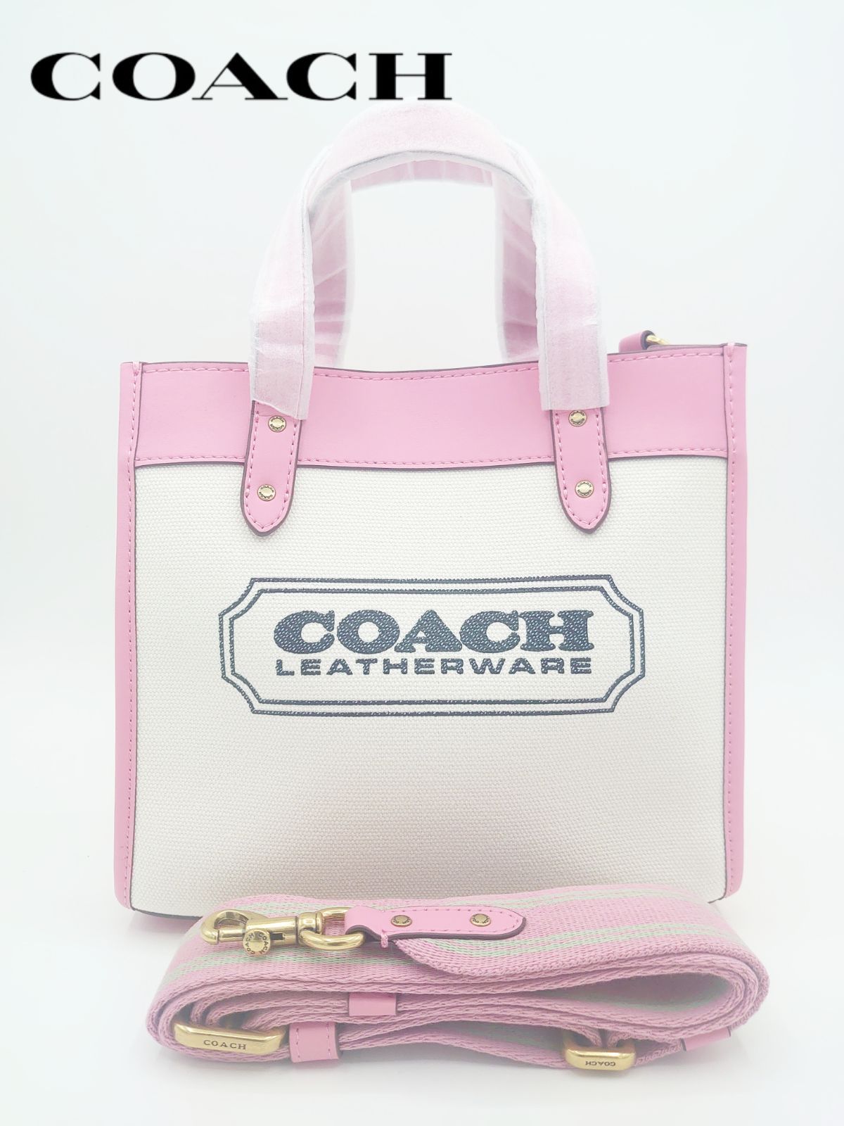 COACH トートバッグ ショルダーバッグ ピンク/ホワイト 2way - メルカリ