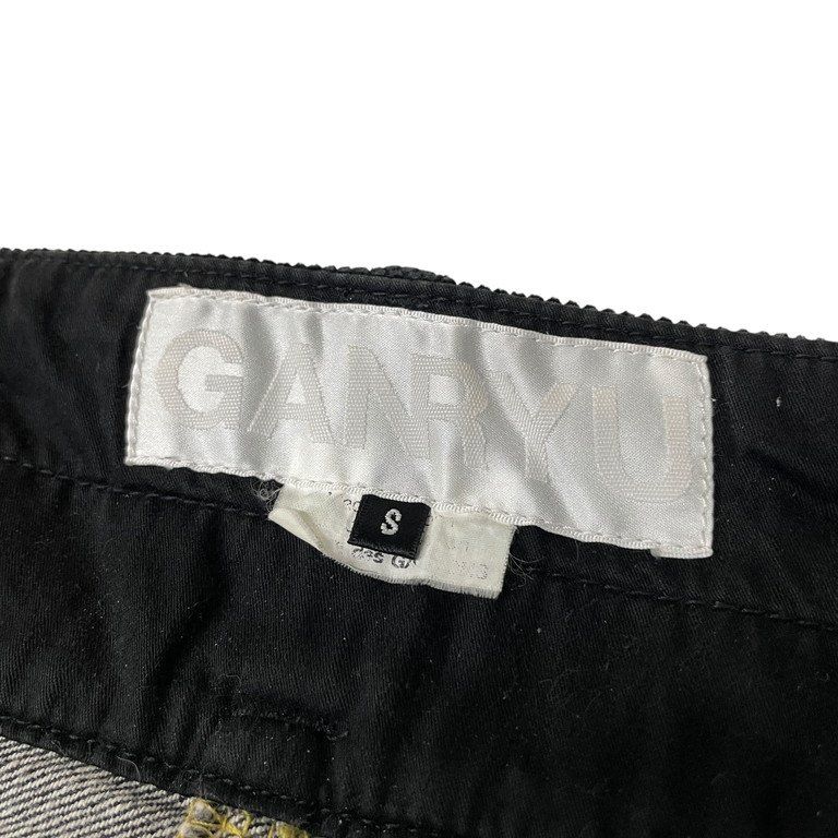 GANRYU 13AW レザーパッチコットンギャバジンブラックデニム  