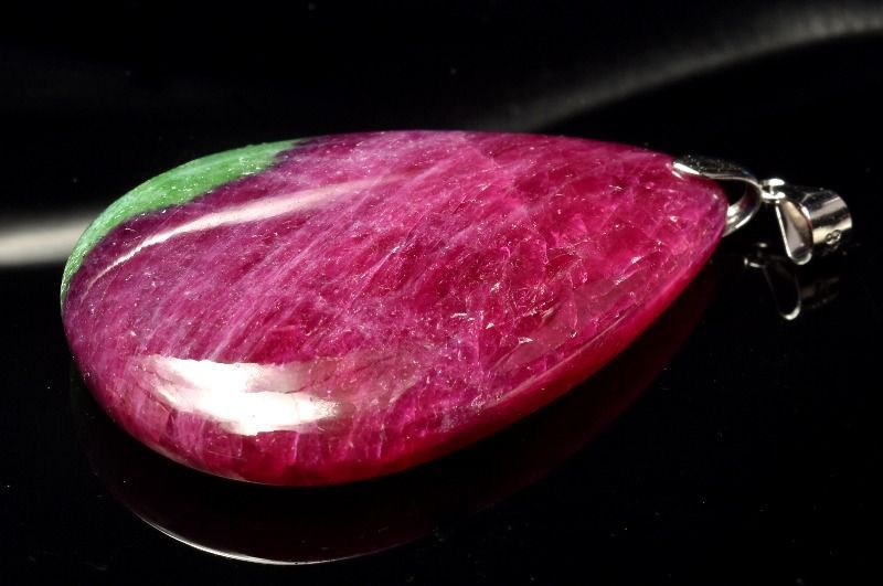 １点物 シルバー925 高品質 ルビーインゾイサイト 45x29mm ドロップ ペンダントトップ パワーストーン 天然石 _PC6319