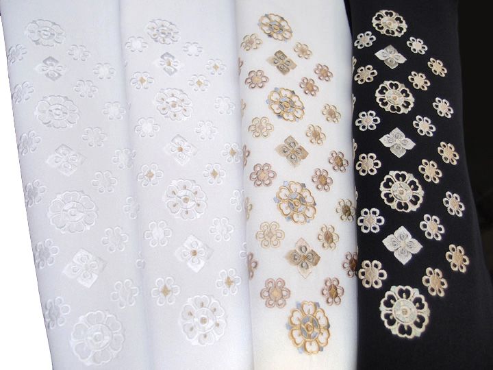 半衿 正絹 刺繍 正倉院文様 華文 礼装 半襟 白 黒 ベージュ ブルーグレー 金 k762