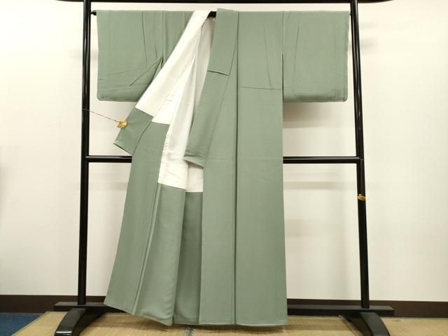 平和屋着物▽上質な色無地　単衣　山葵色　正絹　逸品　未使用　CAAT0799dy 平和屋着物▽上質な色無地 単衣 山葵色 正絹 逸品 未使用