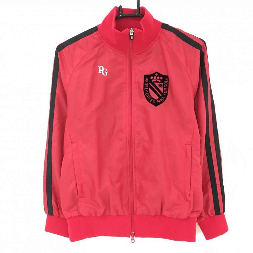 ★SALE価格★【超美品】パーリーゲイツ ジャケットブラウン レッドピンク 千鳥格子地模様 蓄熱裏地総柄 レディース 0(S) ゴルフウェア PEARLY GATES