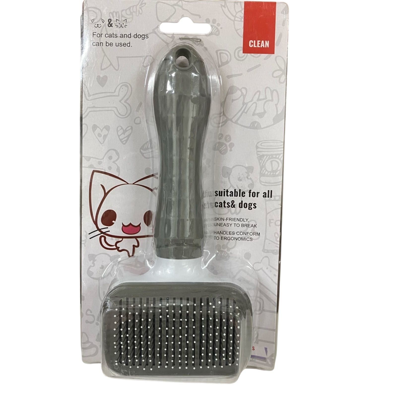 MY84 猫用ブラシ CUSTIC ヒーリングブラシ グレー 長毛種向け STEELWINDOWSANDDOORS_COM