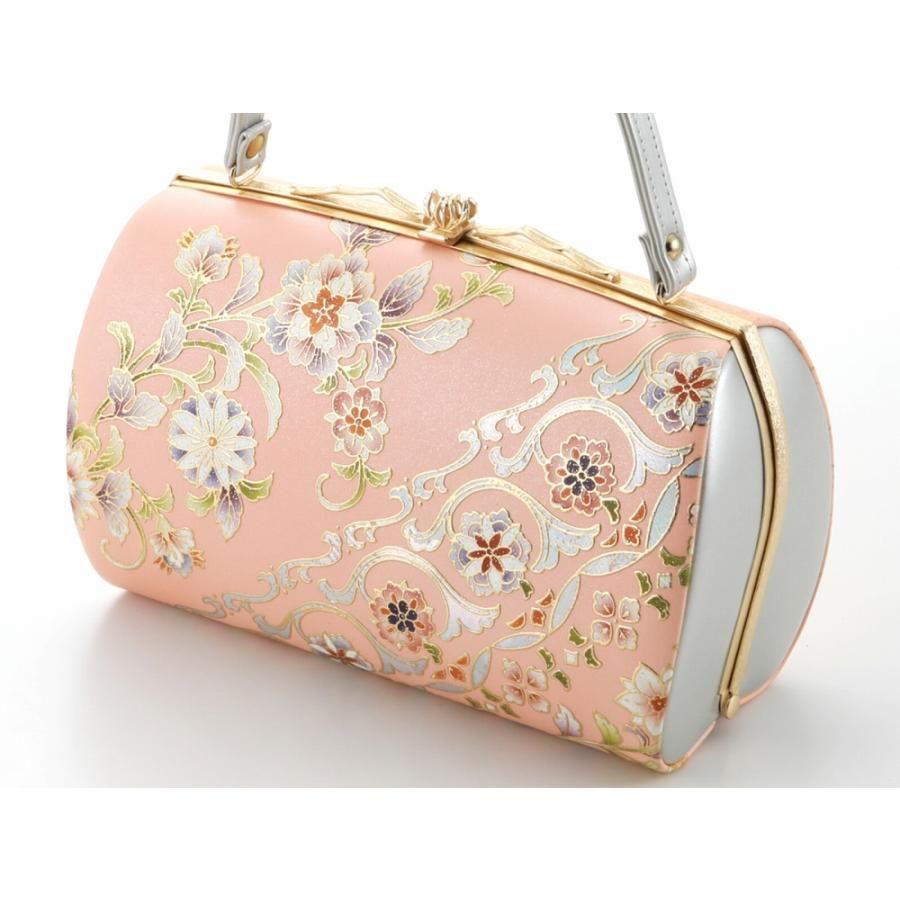 振袖用 草履バッグセット 三枚芯 ラメ入り 23cm サーモンピンク bs-376-22