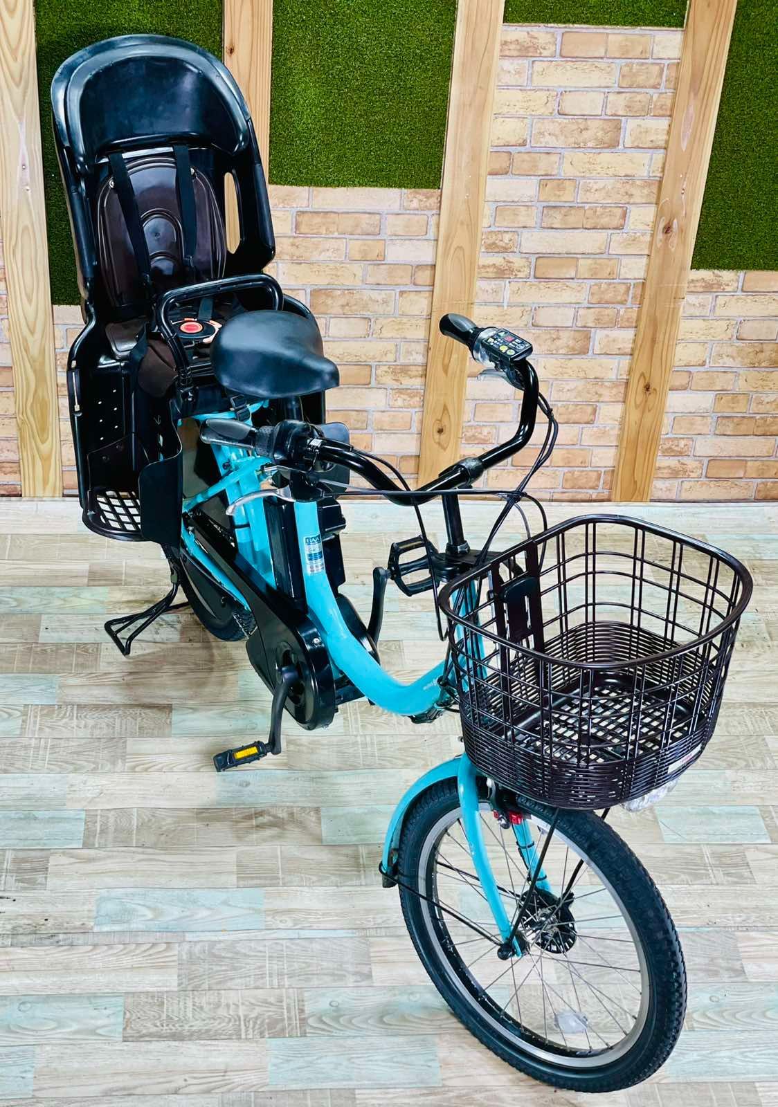 ヤマハ最上級モデル Babby　ターコイズ⭐️　子供乗せ電動自転車　Y2092 超人気！ヤマハパスバビー ターコイズ 子供乗せ電動アシスト