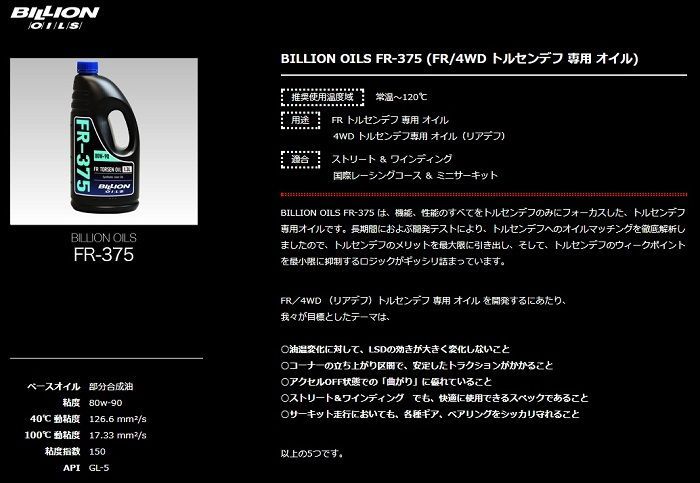 BILLION ビリオン トランスファーオイル TF-GR FOUR TOYOTA GR-FOUR システム専用 80W-85 0.5L