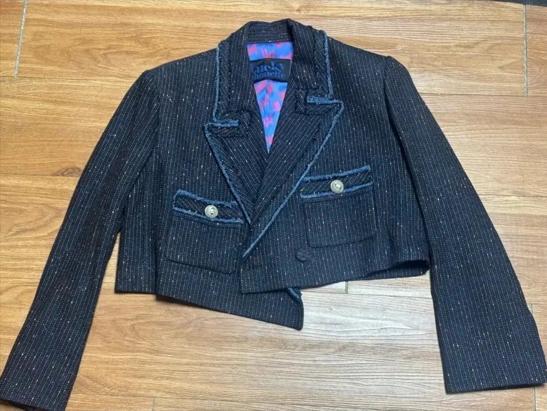 ラッキーシュエトゥ)ツイード クロップドジャケット 36 ディスカウント