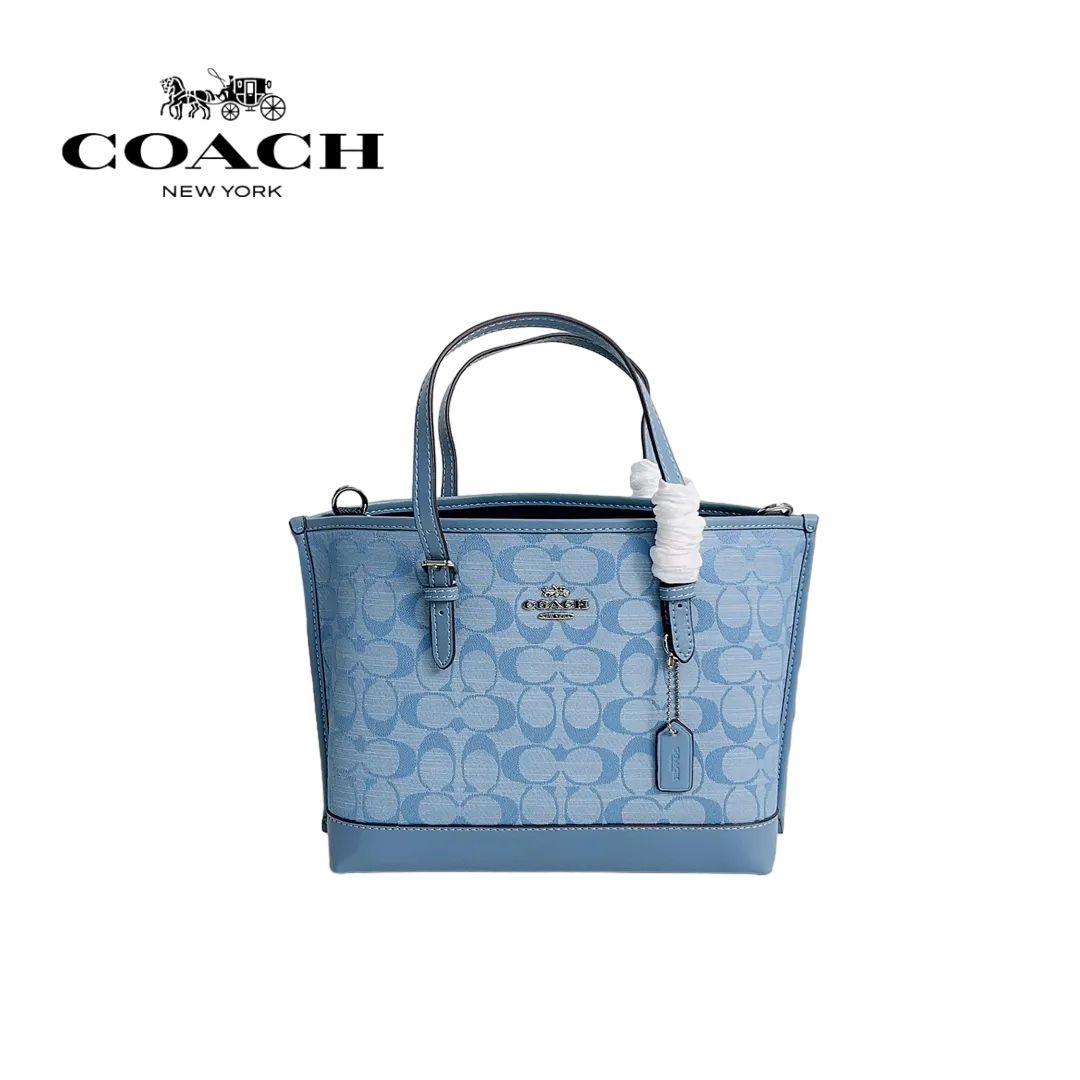 COACH コーチ CH228 トートバッグ デニム　モリー トート 25・シグネチャー シャンブレーキャンバス 2WAY 斜めがけ レディース  アウトレット レディース mollie tote 25 ライトブルー