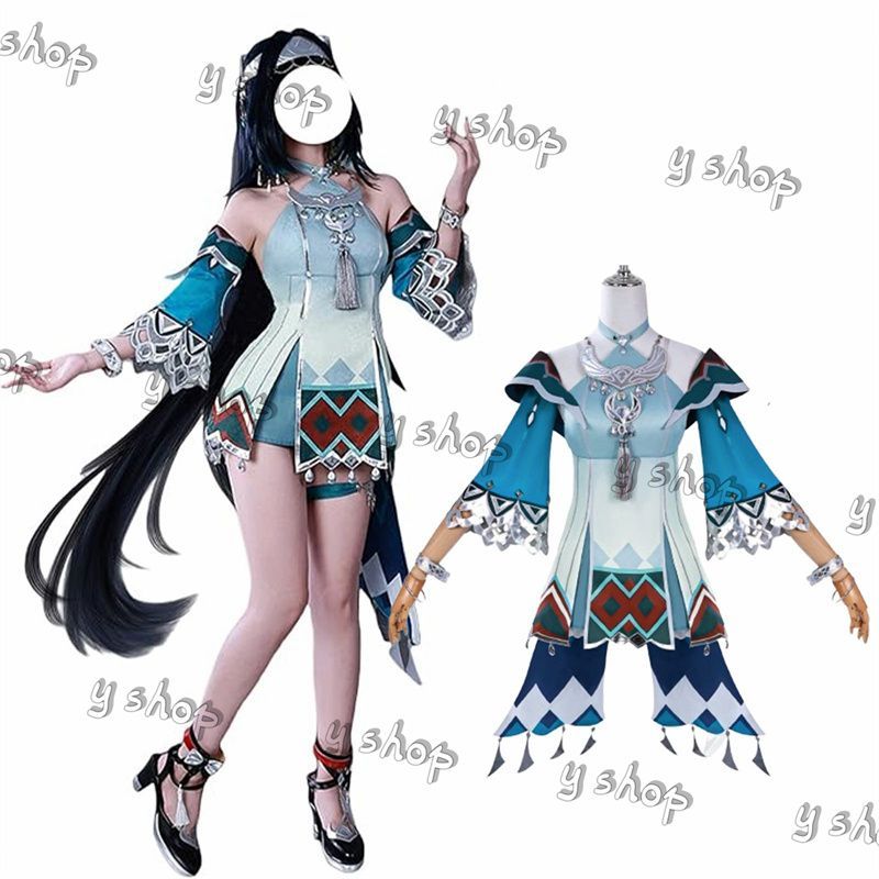 原神 藍硯 ランヤン コスプレ衣装 翦玉?春『全セット、アクセサリー
