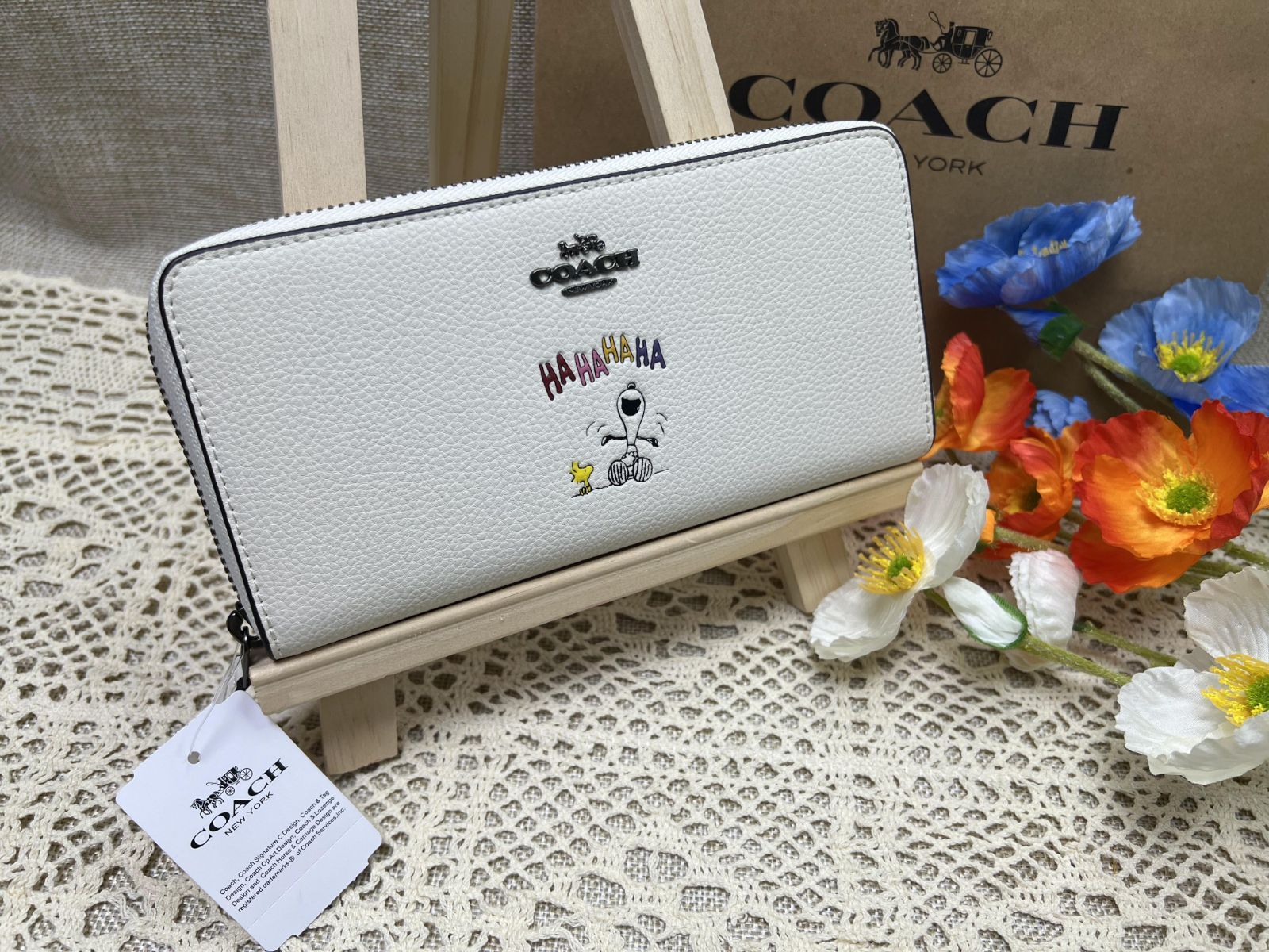 coach 長財布 コーチ 財布 ヌーピー コラボ 財布 SNOOPY スリム ウォレット ナチュラル ペブル レザー プレゼント ギフト 贈り物 チョークホワイト  財布 レディース ファッション 新品 未使用 ブランド - メルカリ