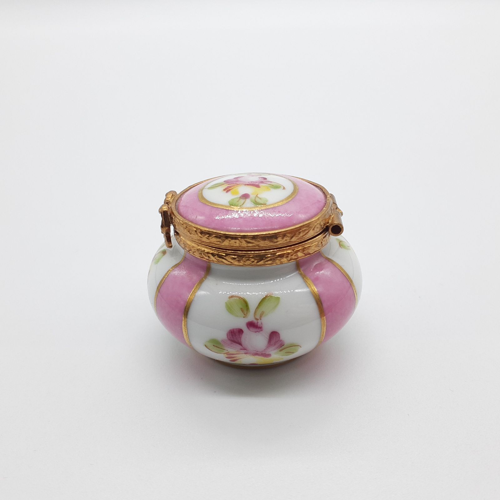 Rin Limoges リモージュ リモージュボックス フランス リモージュボックス 空色と金彩 | 手描き花柄・大きめサイズ