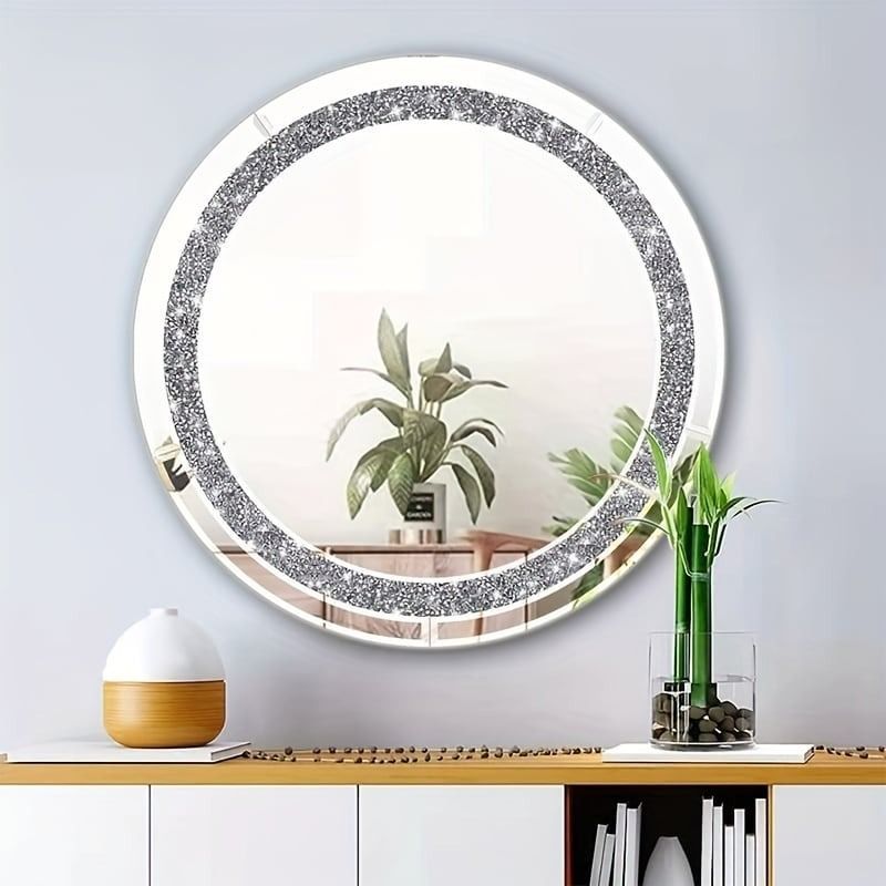 化粧鏡 壁掛け 浴室鏡 吊り下げ鏡 | 化粧鏡サークル壁掛け化粧台化粧鏡とシェービングミラー |円形平面鏡 | 写真モダンな装飾ミラ