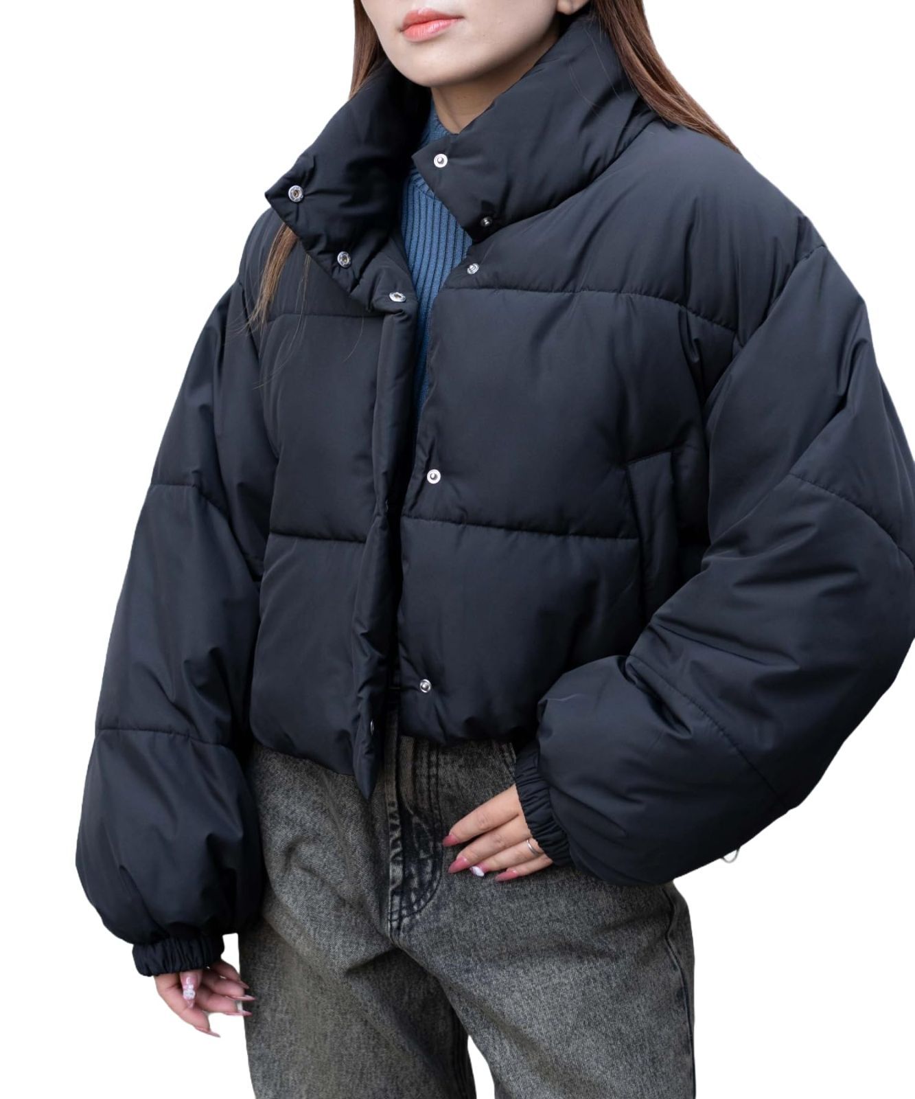 Size Free Size_Color ブラック ウィゴー パディング ショート ブルゾン アウター 中綿ブルゾン エコ ダウンジャケット ショートジャケット 服 防寒 カジュアル 秋服 冬服 ギフト プレゼント 春 秋 冬 レディース F ブラック