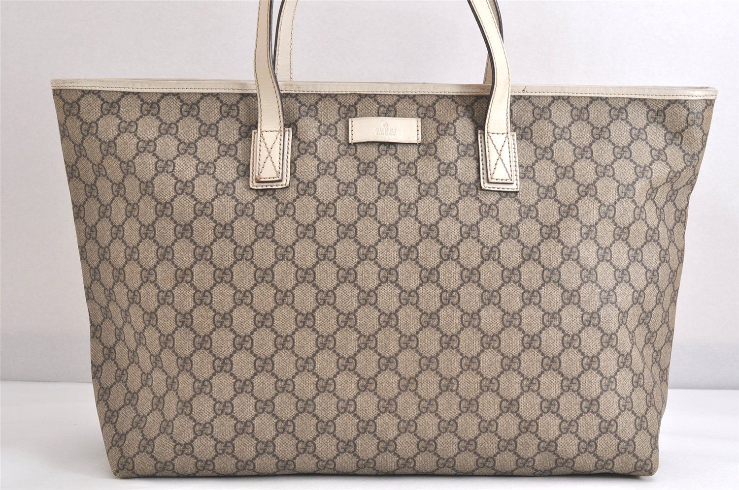 GUCCI グッチ ヴィンテージ ショルダートートバッグ GGピーブイシー レザー 211120 ブラウン 2878N