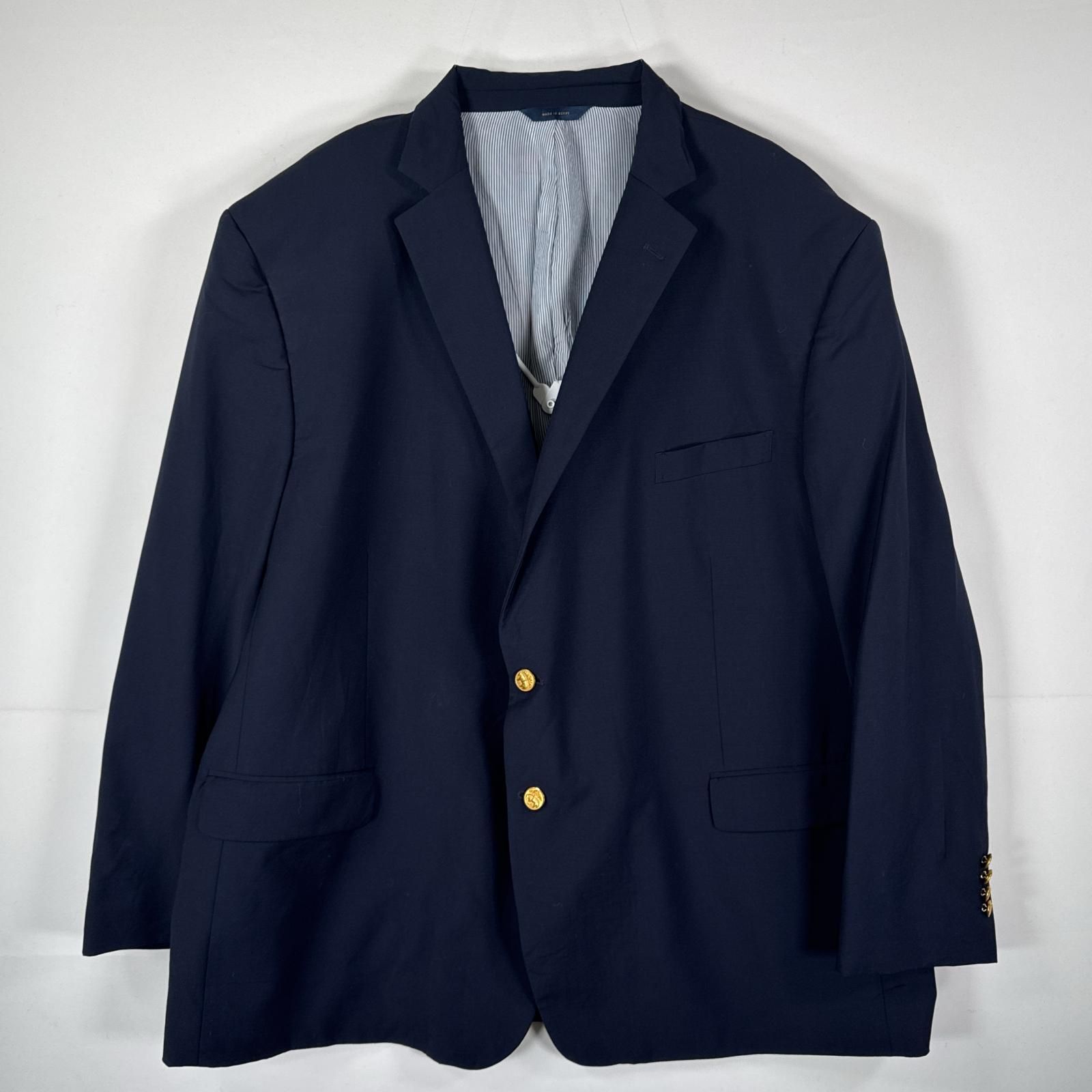 USA古着 ブルックスブラザーズ Brooks Brothers テーラードジャケット 金ボタン ブレザー スーツ 大きいサイズまで1818 52R ネイビー 無地 メンズ