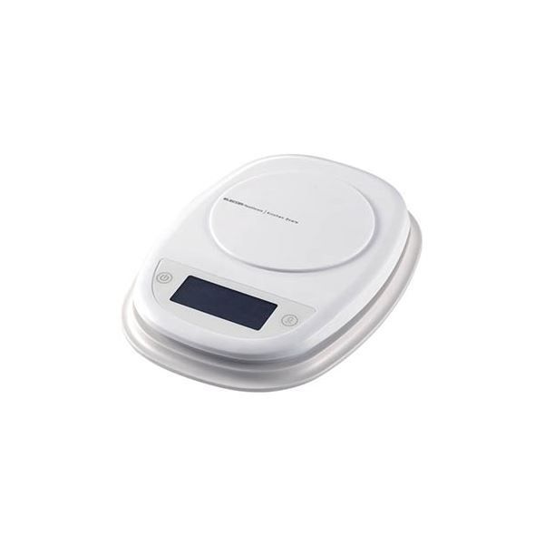 （まとめ） エレコム キッチンスケール/最大2kg/最小0.1g表示/ホワイト HCS-KS01WH 【&times;2セット】