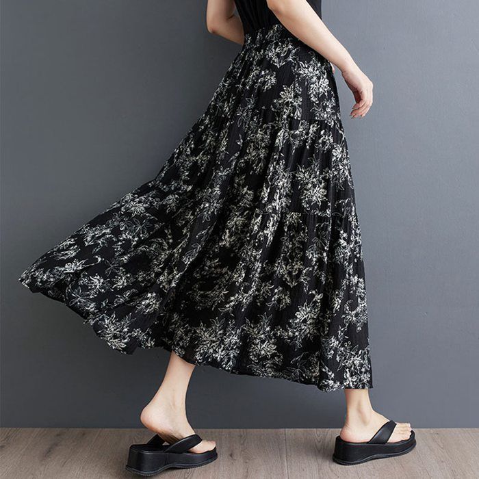 kagure 黒と白の花柄ロングスカート 楽天市場】花柄 ロングスカート スカート レディース ボトムス