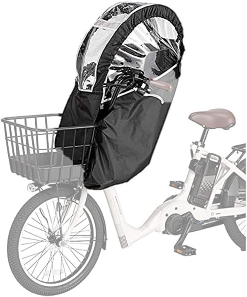 【極美品】 オージーケー技研 自転車 チャイルドシート周辺グッズ(ヘッドレスト付きフロントチャイルドシートレインカバー) ブラック RCF-008  K0222 0228ML004 0120240222100451