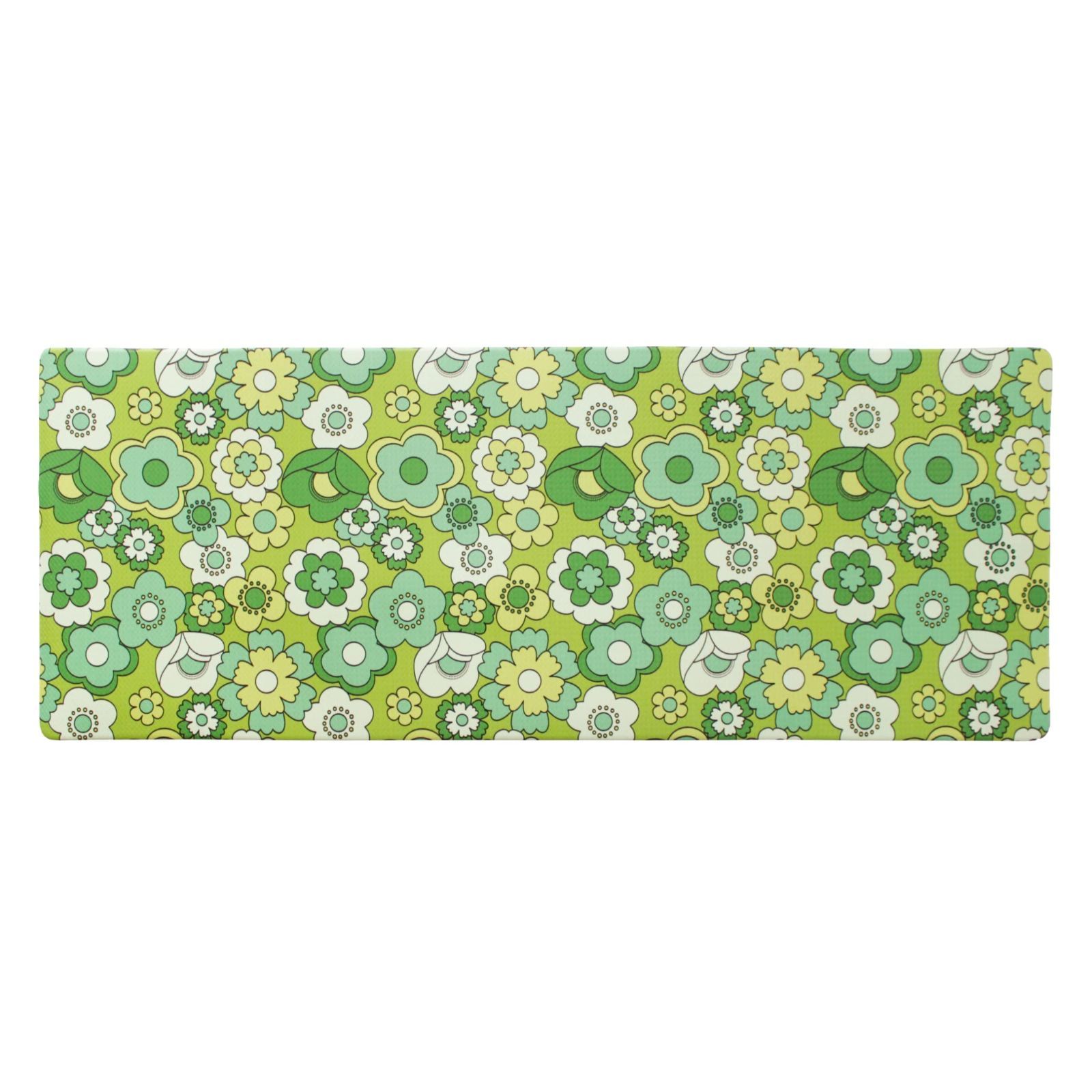 グリーン 約45cm×120cm 昭和 レトロ キッチンマット 拭ける やわから ルアンス PVC ビニール オカ OKA 洗濯不要