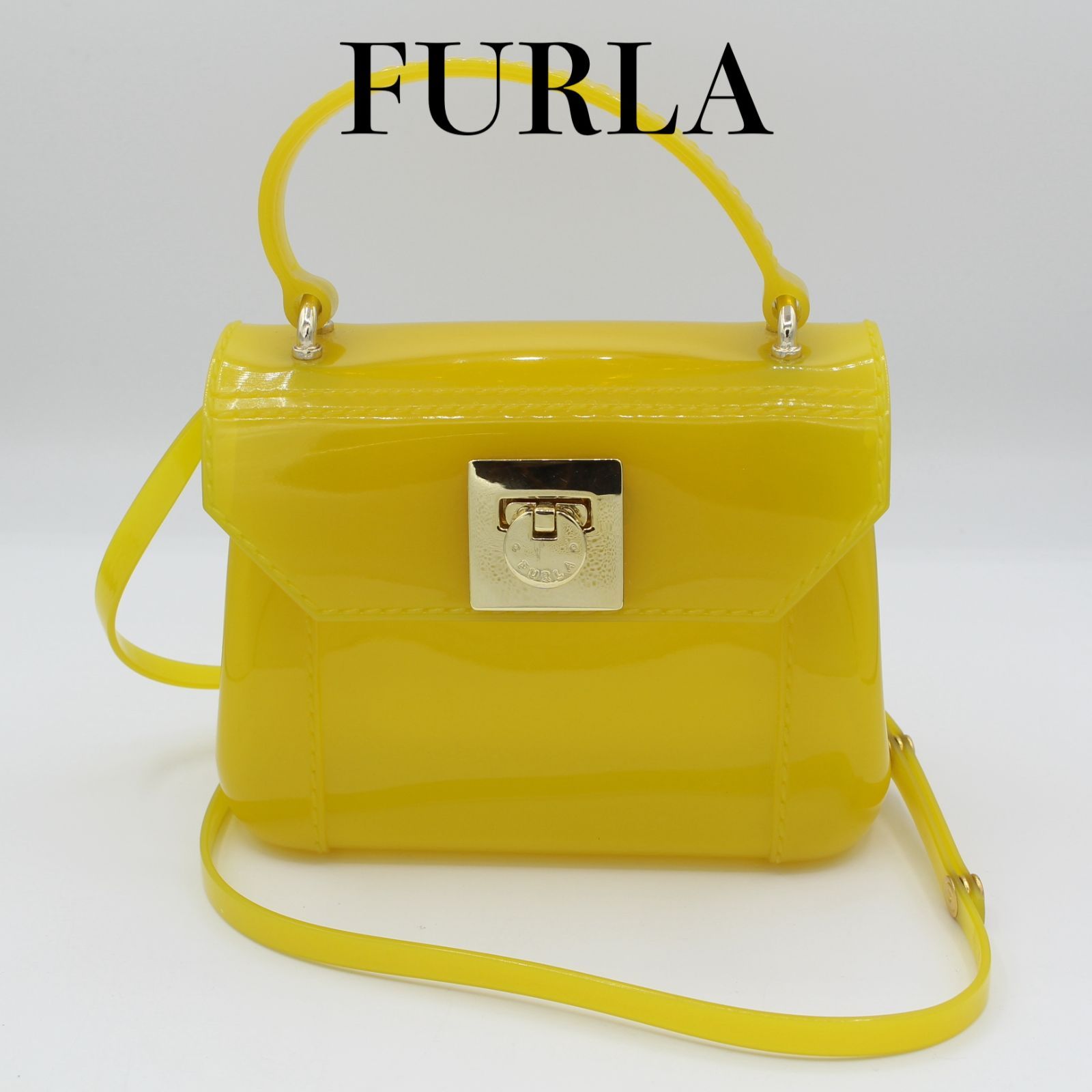 FURLA キャンディ　イエロー　ハンドバッグ　バッグ　フルラ A110】FURLA キャンディバッグ 2wayバッグ イエロー フルラ - メルカリ