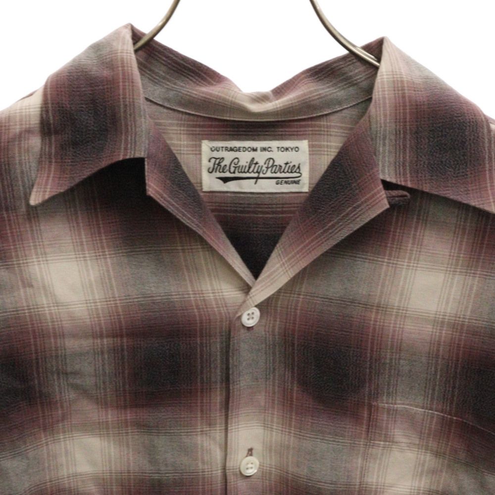 WACKO MARIA (ワコマリア) 24SS OMBRE CHECK OPEN COLLAR SHIRT オンブレ チェック オープンカラー 半袖シャツ ブラウン 24SS-WMS-OC10