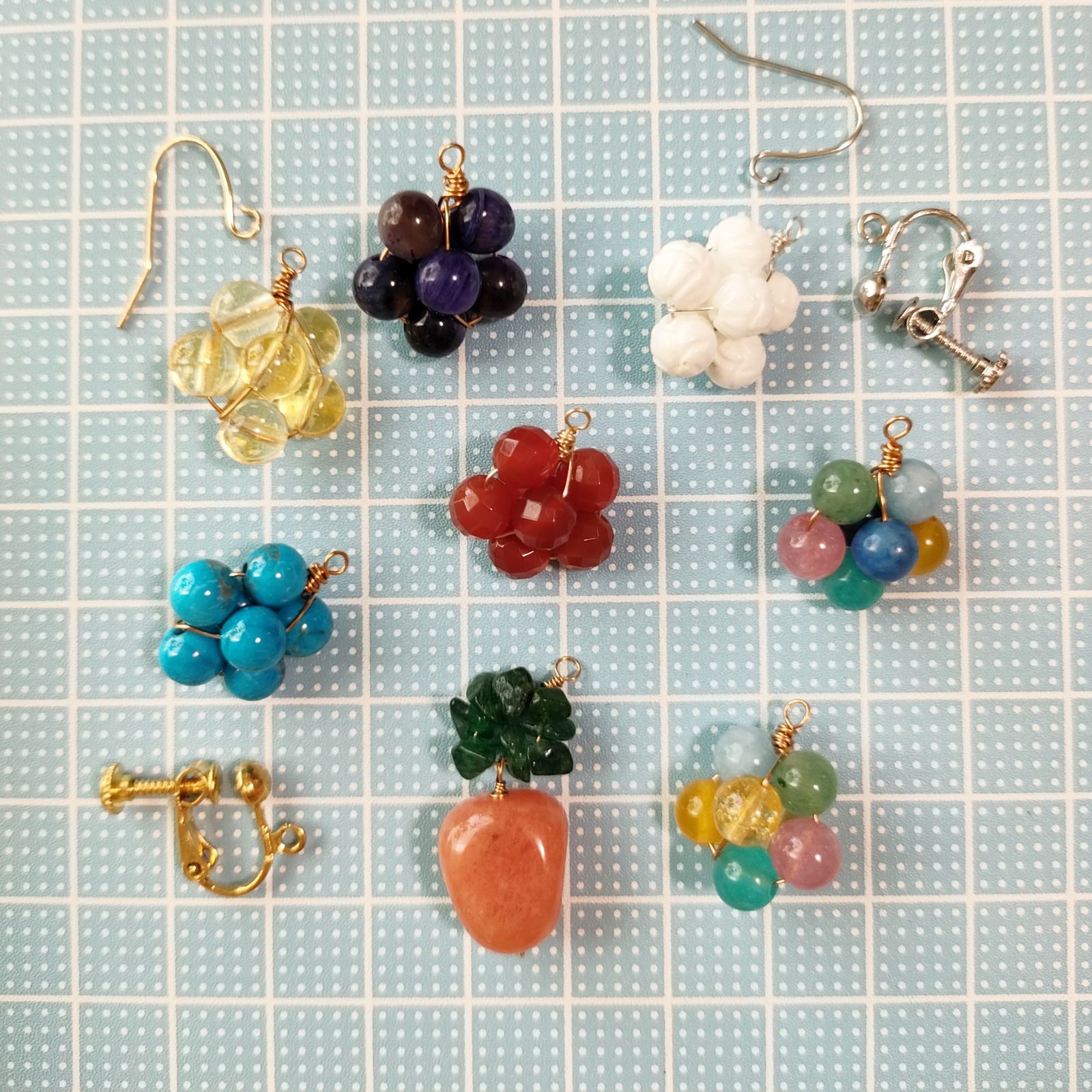 サージカルステンレスパイナップルさざれ石ピアスイヤリング