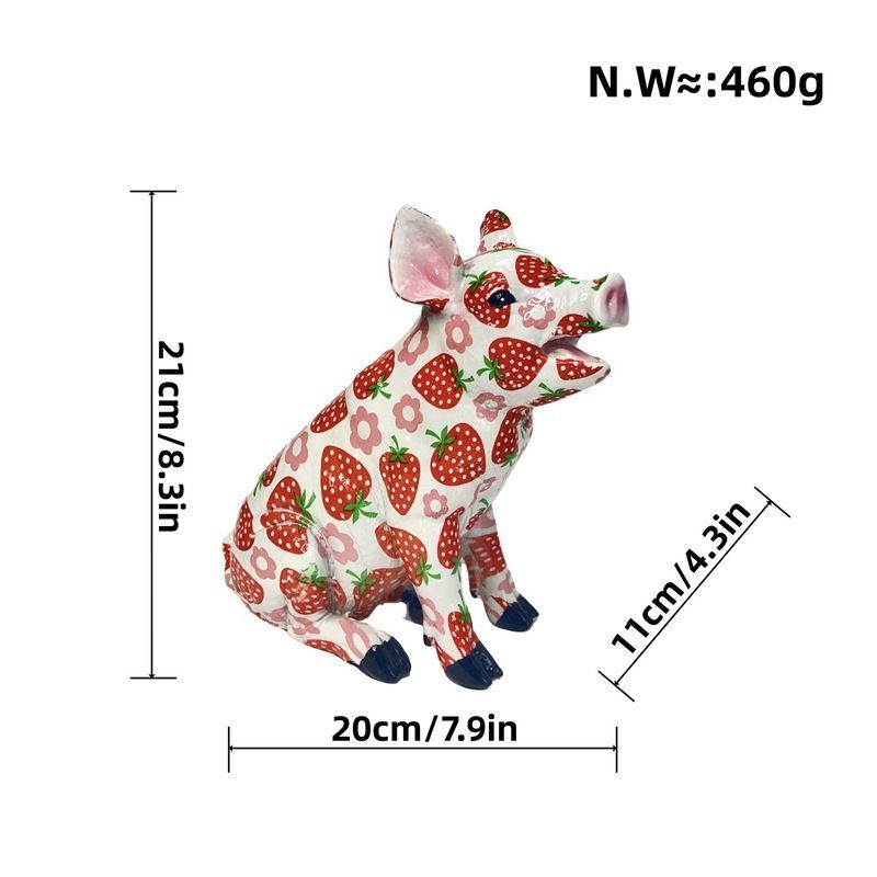置物 装飾品 フィギュア 豚 ブタ ピッグ イチゴ柄 カラフル ポップ 虹