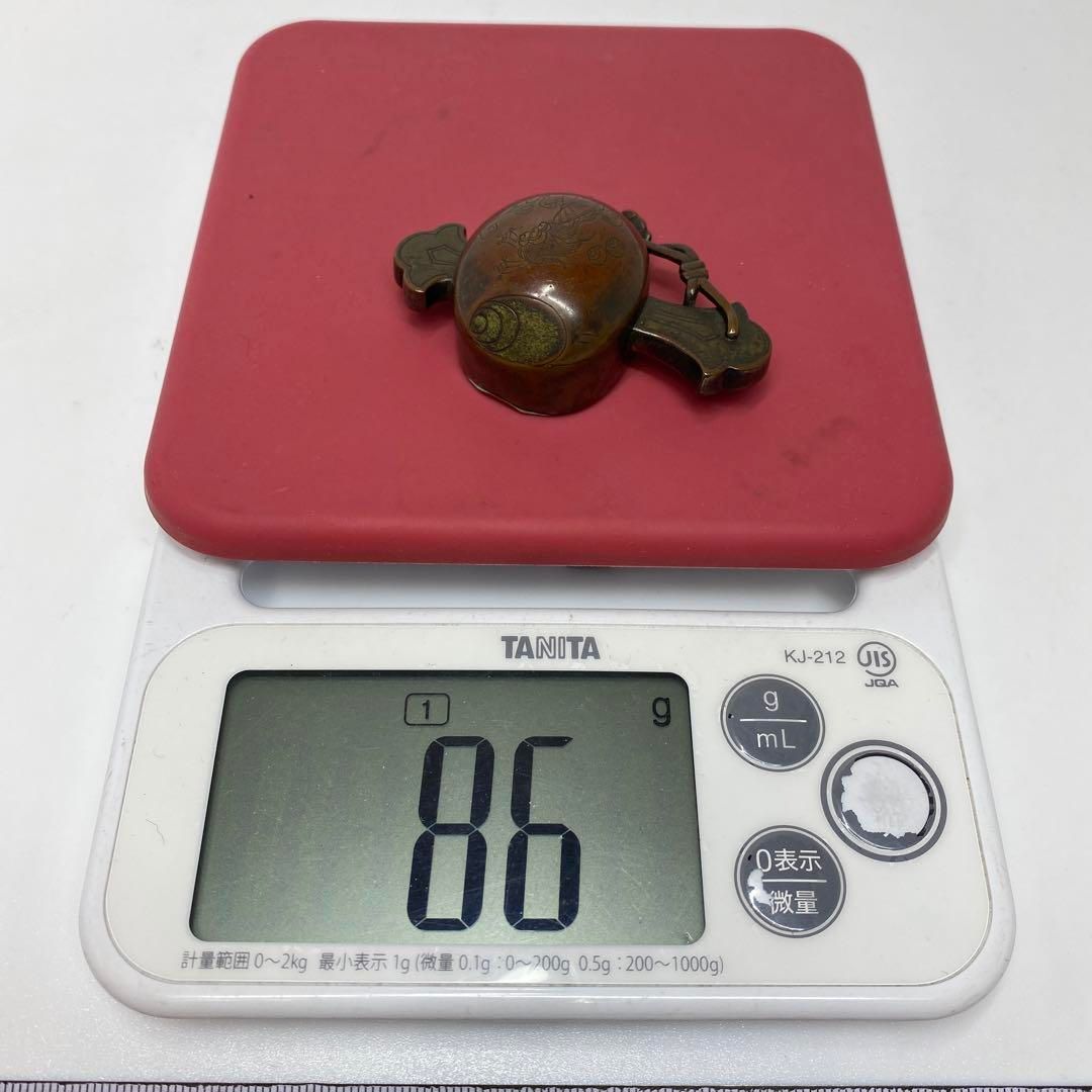 【２０１４最新作】 銀に赤銅 小槌 根付 東さ5-0504