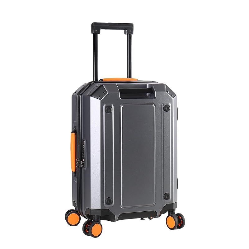 GGQAAA キャリーケース トップオープン USB充電 アルミフレーム TSAロック ダブルキャスター ファッション Grey Sインチ 1-3泊 55 35 25cm 0