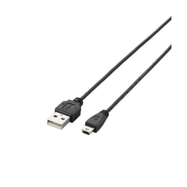 (まとめ)エレコム 極細USB2.0ケーブル(mini-Bタイプ) U2C-MXN05BK