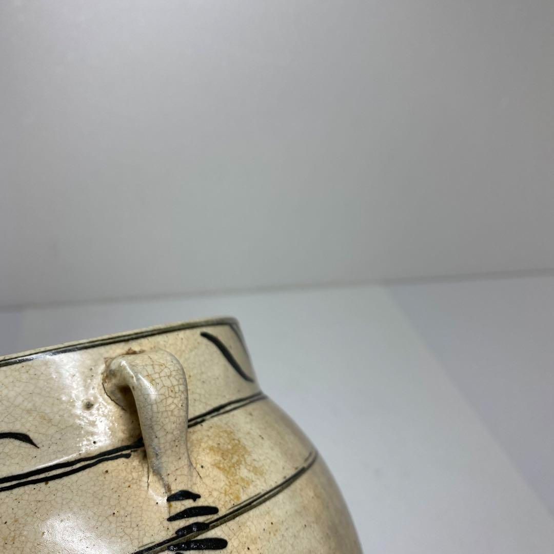 中国明時代　磯州窯　四耳壺　高さ19㎝　箱付　トヒニト　東な6-1109☆2F 中国明時代 磯州窯 四耳壺 高さ19㎝ 箱付 トヒニト 本な6-1109