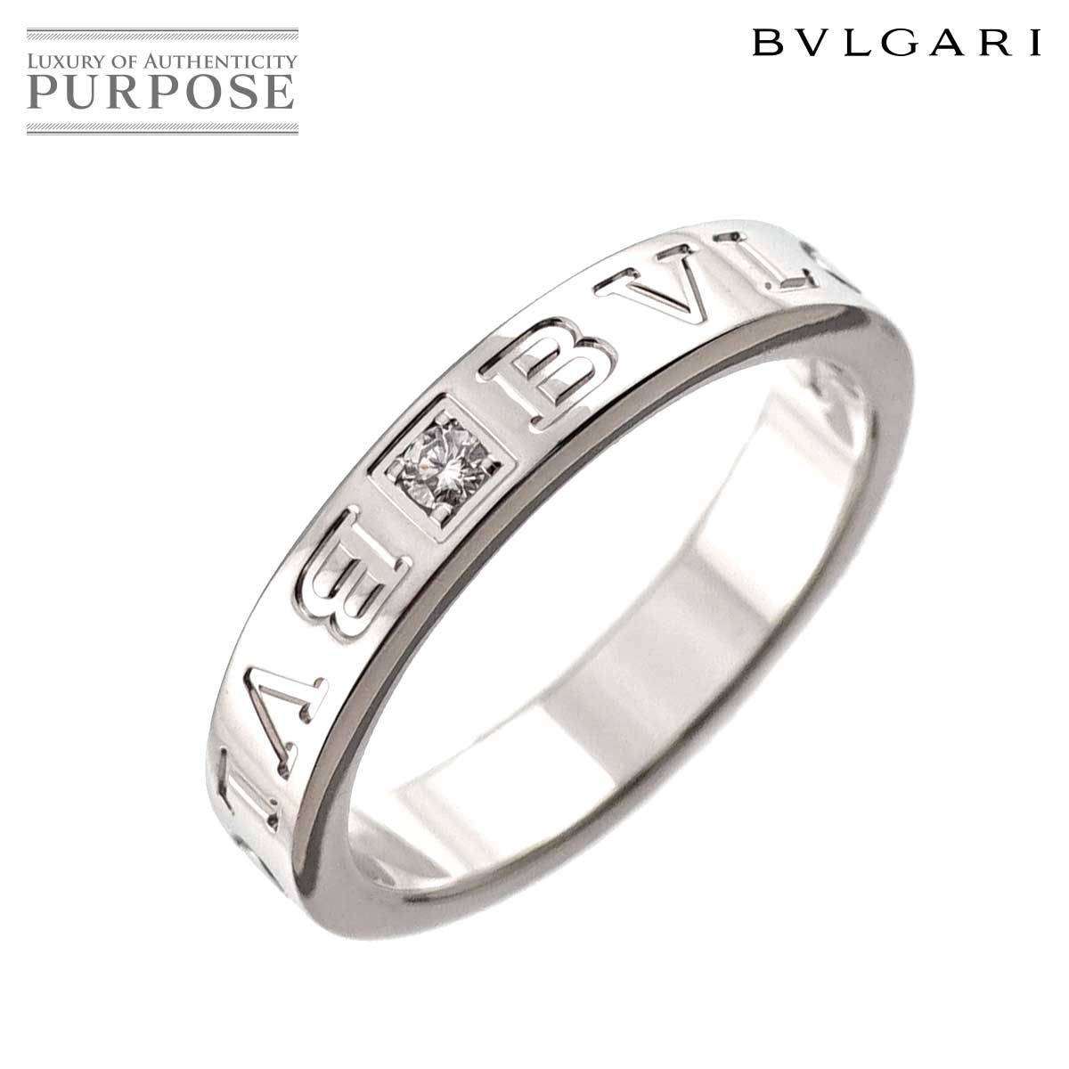 ブルガリ BVLGARI ダブル ロゴ 17.5号 リング ダイヤ 1P K18 WG
