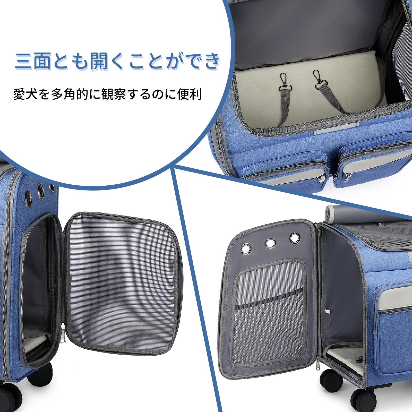  商品 旅行 通院 お散歩に 犬 猫対応 折り畳み 通気性メッシュ-軽量 4 WAY 設計 リュック 春のお出かけを快適に ペットキャリー キャスター付き OXSITO キャリーバッグ スリング 犬用品