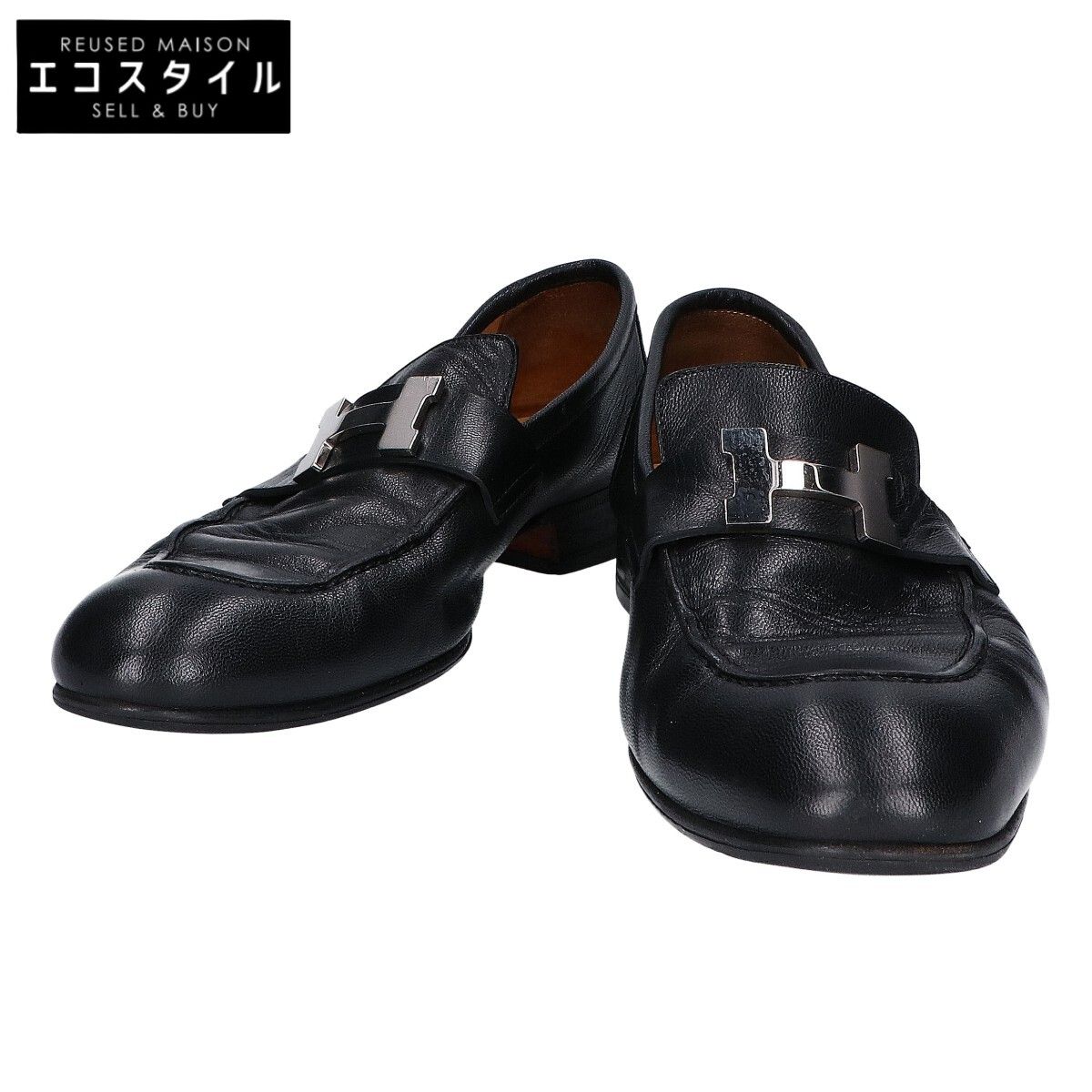 HERMES エルメス モカシン シルバー金具 レザー 40 1/2 - メルカリ