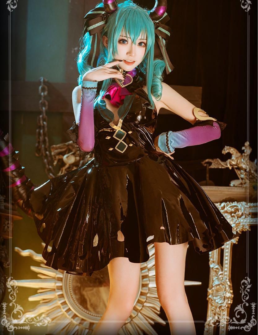 初音ミク 小悪魔 デビル コスプレ ワンピース レザー ヴィラン