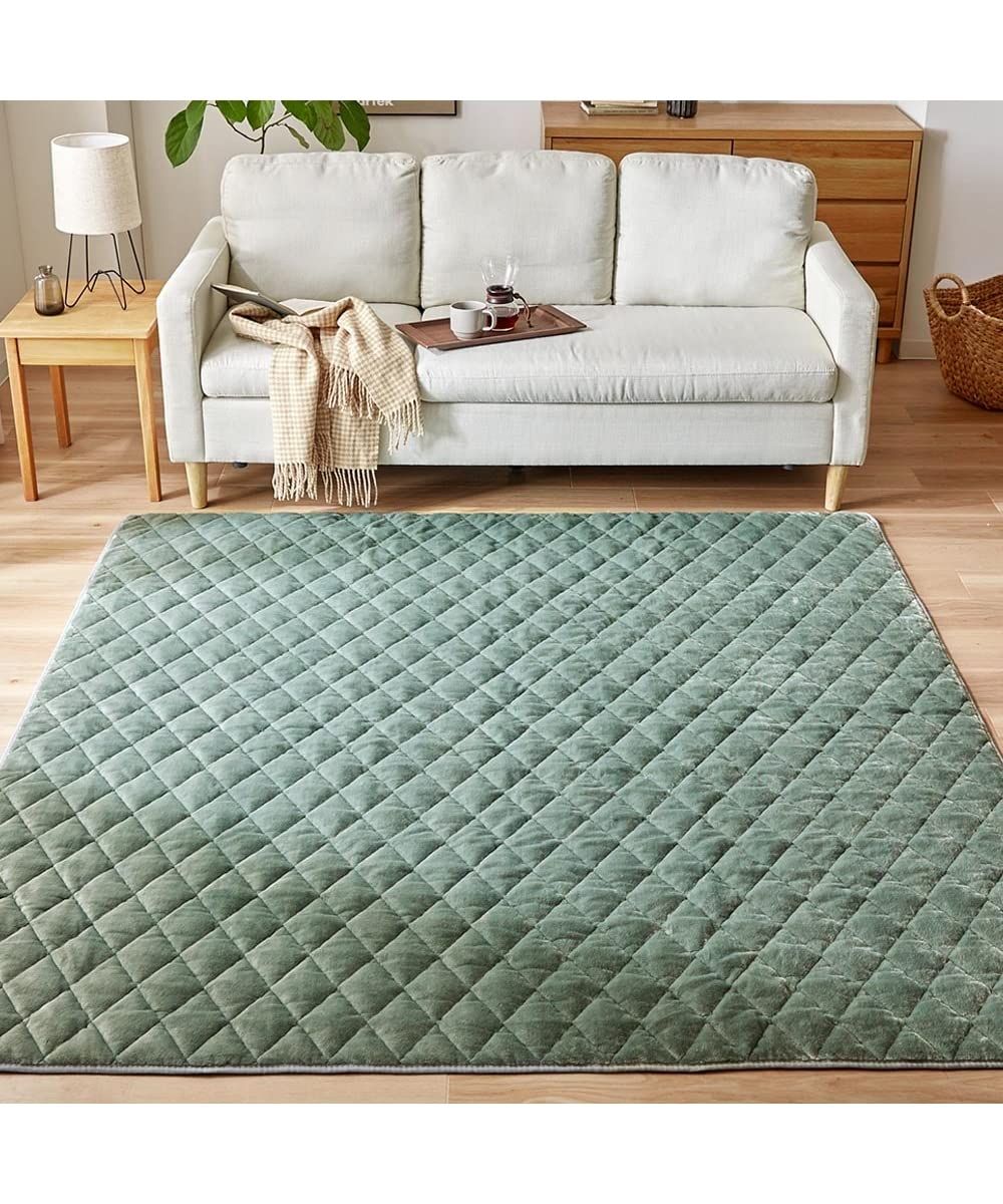 ニッセン ラグ 洗えるおしゃれなスモーキーカラーのふんわりキルト スモーキーブルー 約185×240 5mm