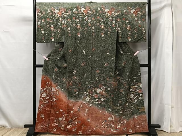 平和屋着物○訪問着 舞花文 暈し染め 正絹 逸品 DAAV1163tw