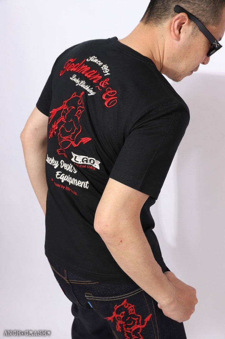 テッドマン 総刺繍 半袖 Tシャツ(TDSS-548)TEDMAN エフ商会 テッドマン 総刺繍 半袖 Tシャツ TDSS-548 ブラック TEDMAN エフ商会