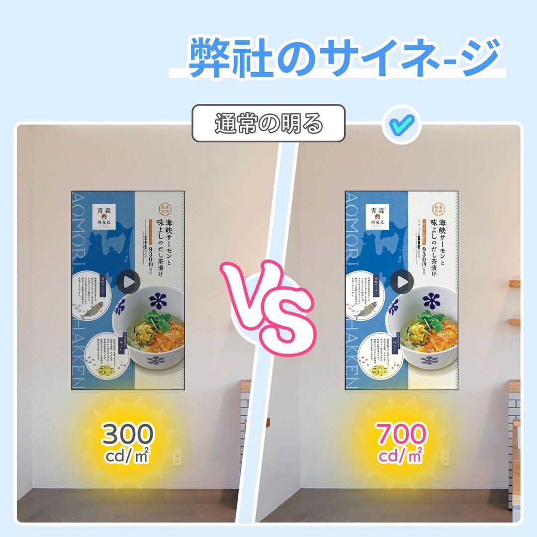 18.5インチ デジタルサイネージ専用機 壁掛け式 高輝度700cd/m² フルHD