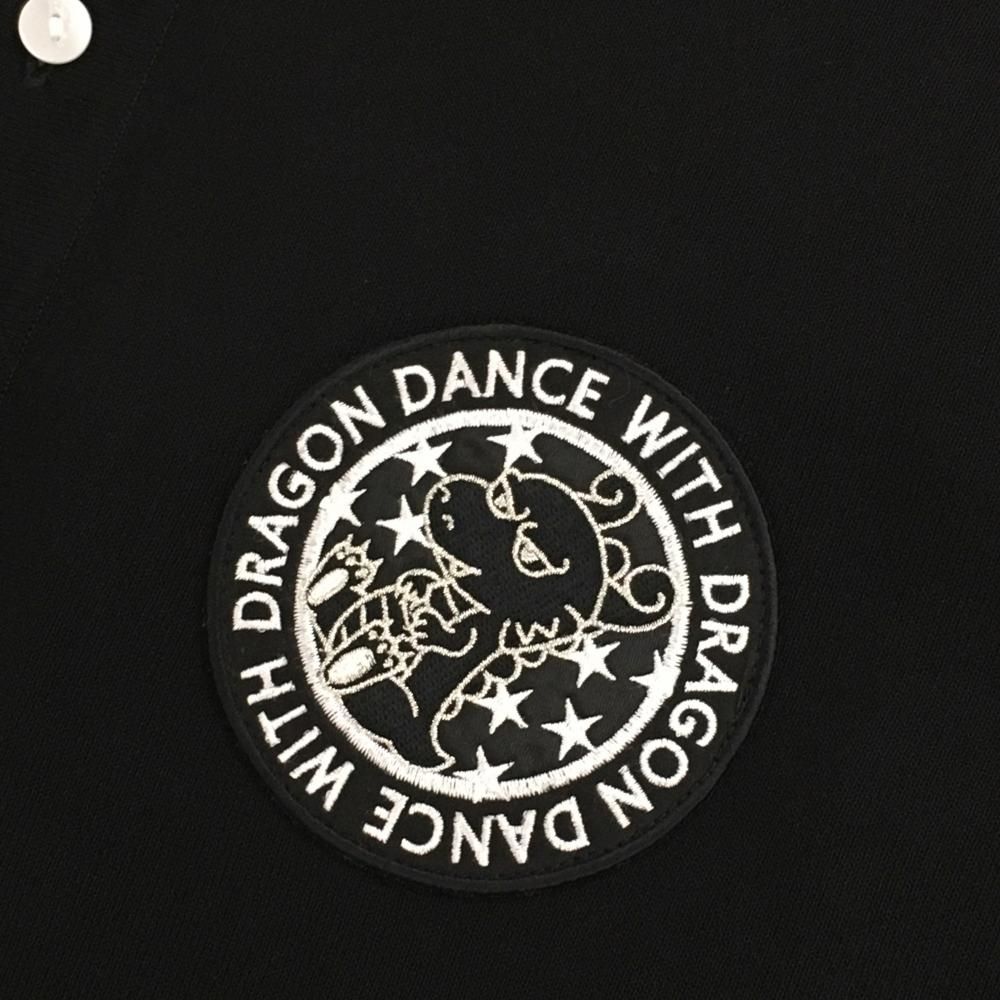 ☆特価☆ダンスウィズドラゴン ニット半袖ポロシャツ 黒×白