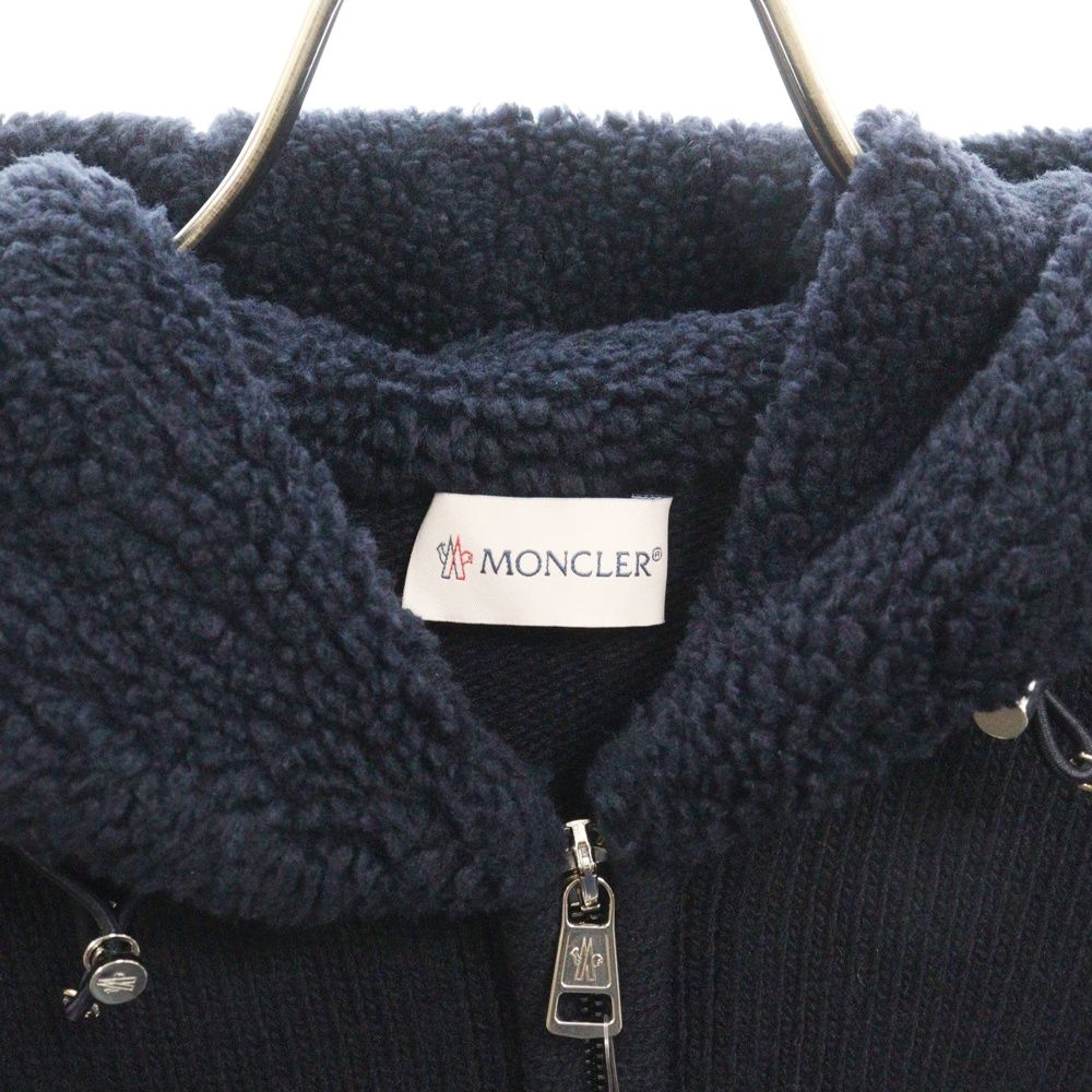 モンクレール　カーディガン　トリコット　フードジップ切替パーカー　ネイビー　L MONCLER (モンクレール) 22AW CARDIGAN TRICOT フード素材切替